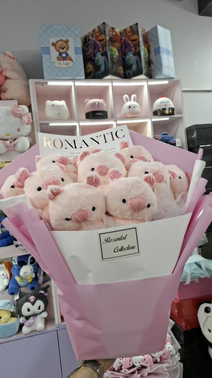 دسته گل عروسکی خوک 10 عددی