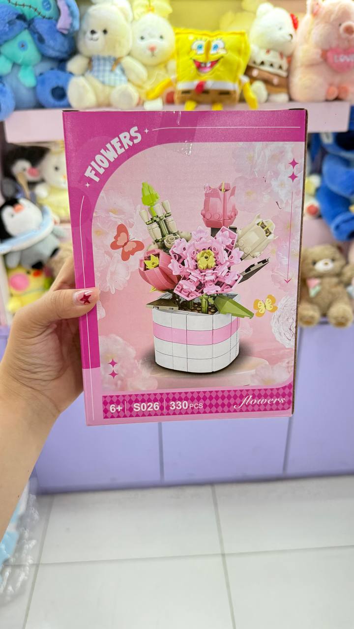گل لگویی گلدانی صورتی Flowers مدل S026