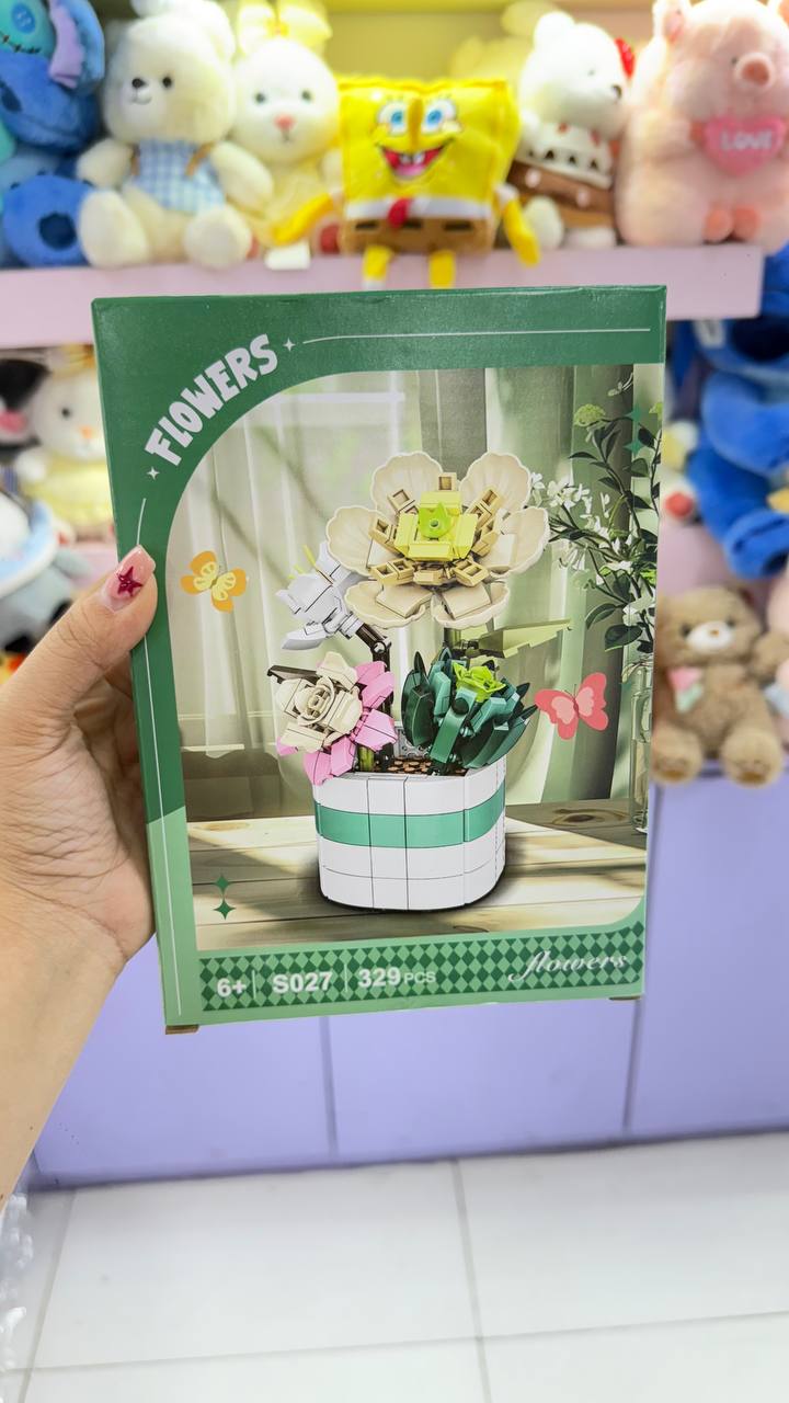 گل لگویی گلدانی سبز و صورتی Flowers مدل...